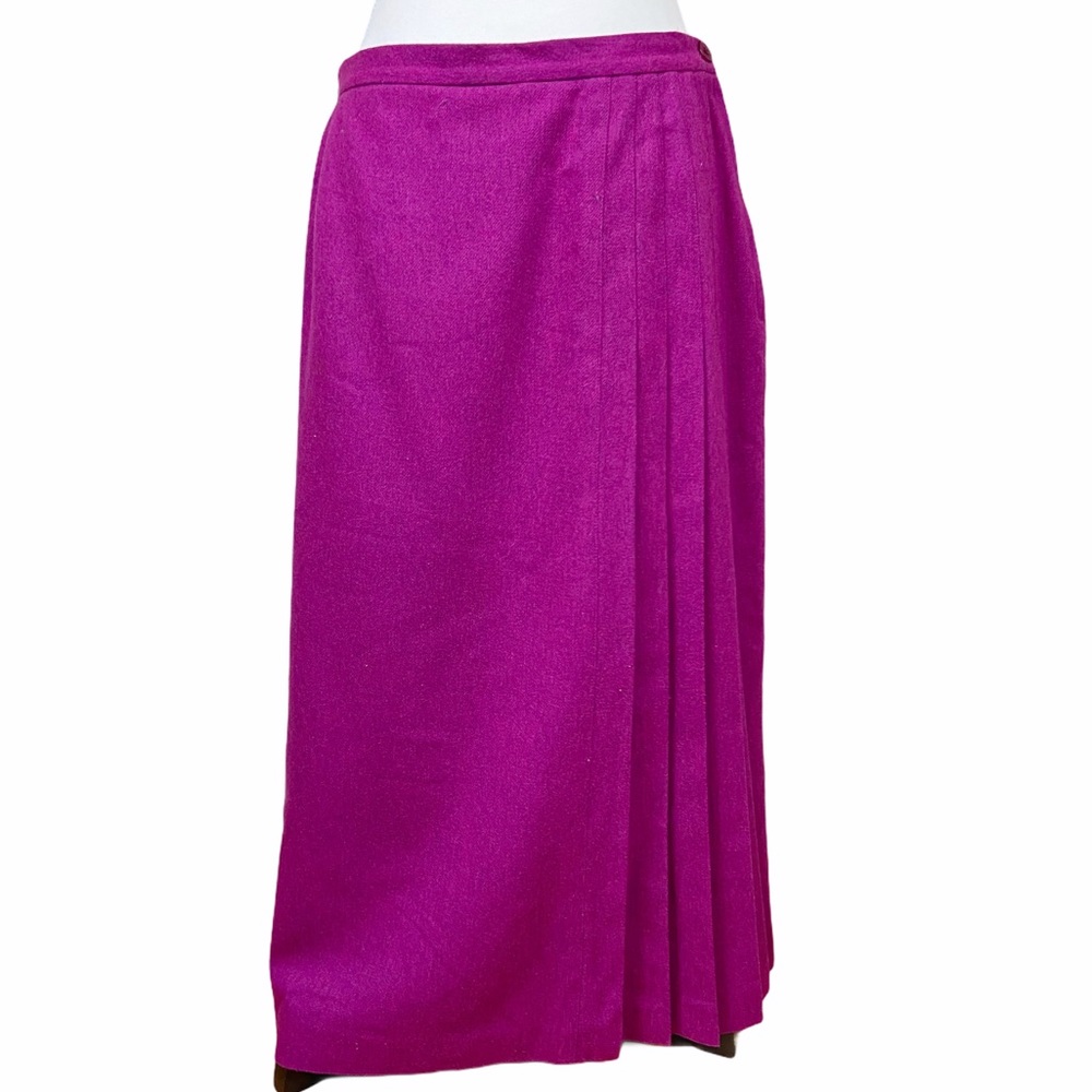 Vintage purple wool blend pleated skirt long